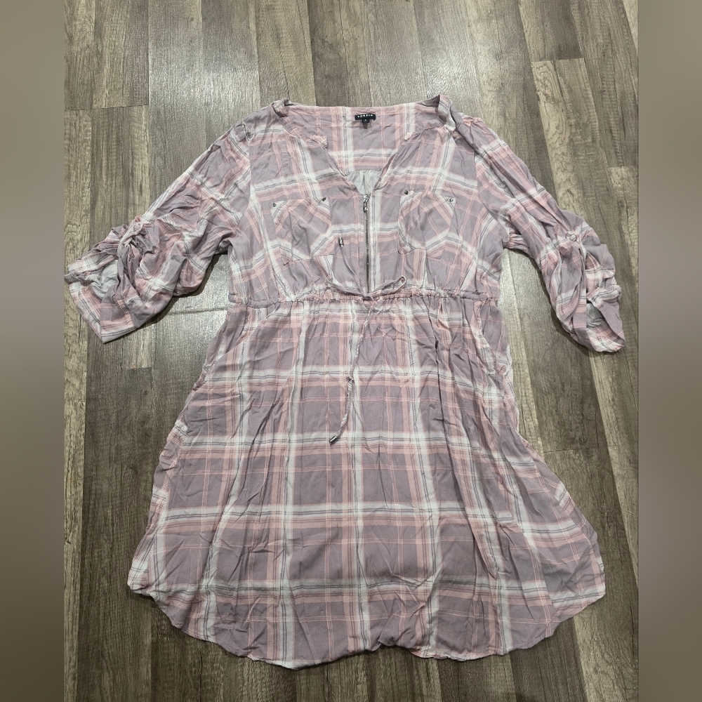 TORRID PINK PLAID SHIRT DRESS TUNIC Plus Curvy Preppy Classy 3x - Picture 3 of 12